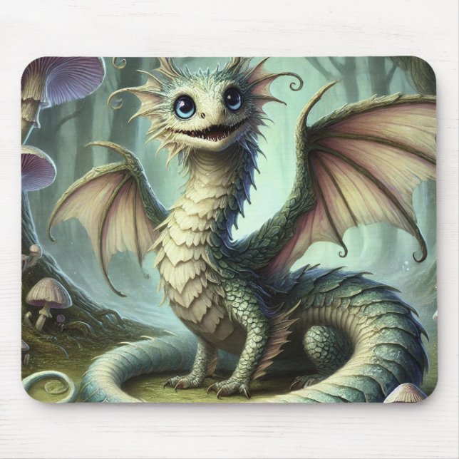 Dragon Jabberwocky Cute Fantasy Creature Art Mouse Mat (Front)