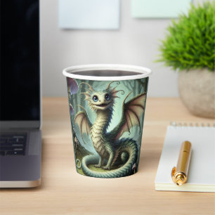Dragon Jabberwocky Cute Fantasy Creature Art Paper Cups