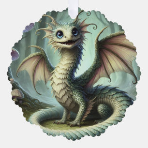 Dragon Jabberwocky Cute Fantasy Creature Art Tree Decoration Card