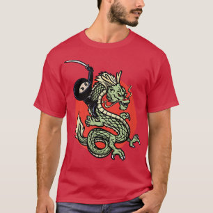 Dragon Japanese Tatsu Tomo Ninja Riding Fantasy An T-Shirt