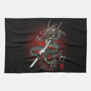 Dragon katana3 tea towel