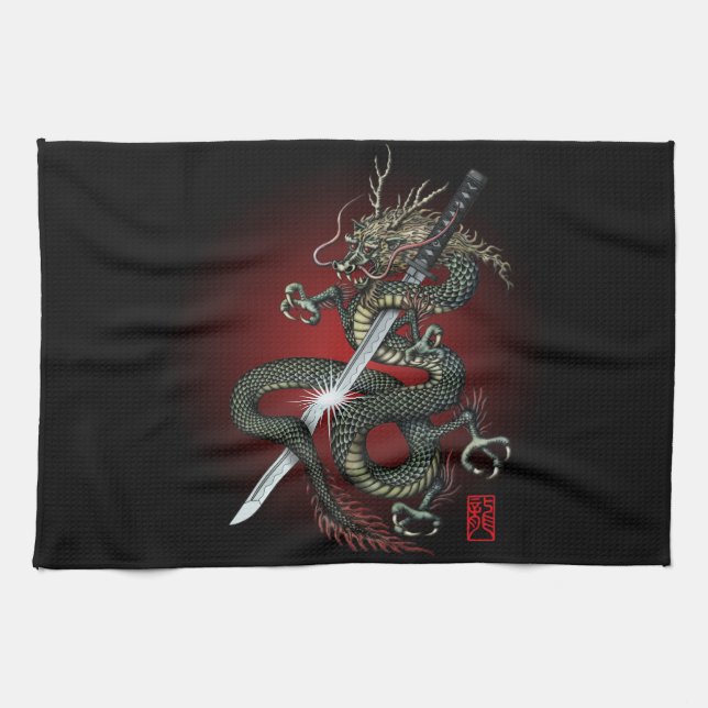 Dragon katana3 tea towel (Horizontal)
