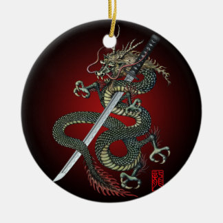 Dragon katana ceramic tree decoration