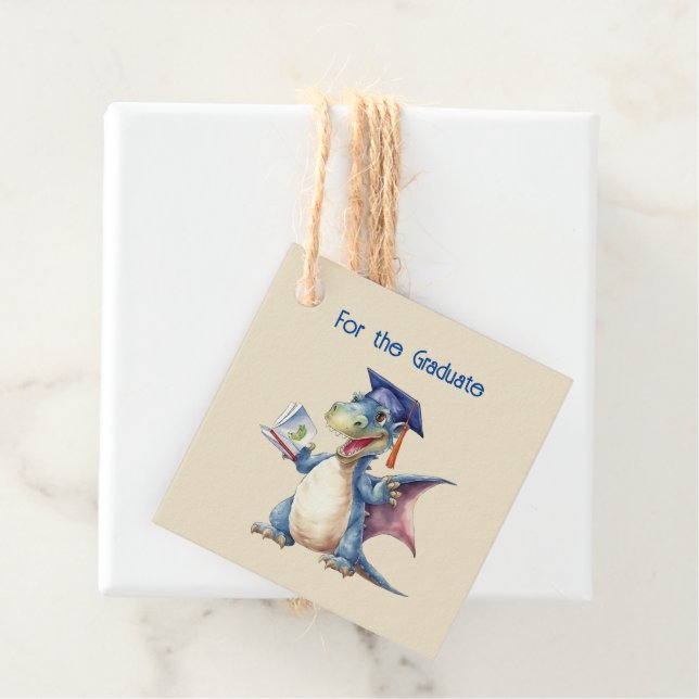 Dragon Kindergarten Graduate Square Favour Tags (In Situ)
