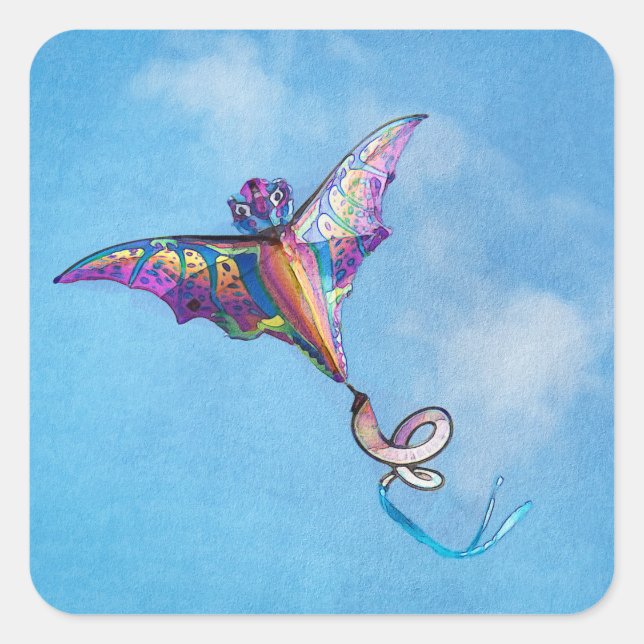 Dragon Kite Square Sticker (Front)