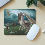 Dragon Knight Mediaeval Castle Fantasy Personalise Mouse Mat<br><div class="desc">This design was created though digital art. It may be personalised in the area provide or customising by choosing the click to customise further option and changing the name, initials or words. You may also change the text colour and style or delete the text for an image only design. Contact...</div>