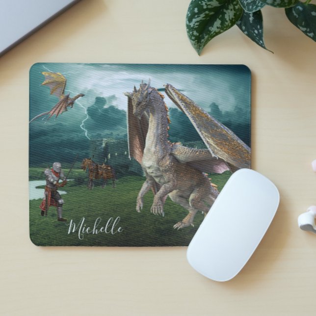 Dragon Knight Mediaeval Castle Fantasy Personalise Mouse Mat (Creator Uploaded)