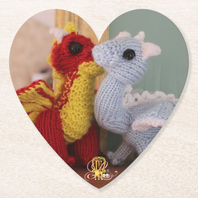 Dragon Knitted Heart Coaster (Front)