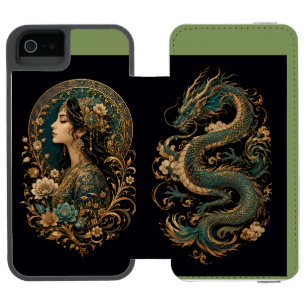 Dragon & Lady Flower Phone Case Persian Fantasy Incipio Watson™ iPhone 5 Wallet Case