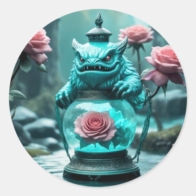 Dragon Lantern 2 Classic Round Sticker (Front)