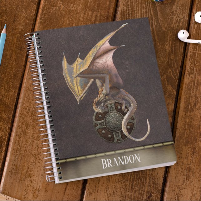 Dragon Leather Metal Personalised Viking Shield Notebook (Creator Uploaded)