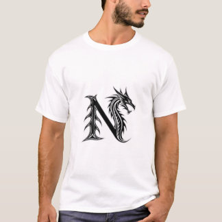 Dragon Letter N – Dark Fantasy Dragon Design T-Shirt