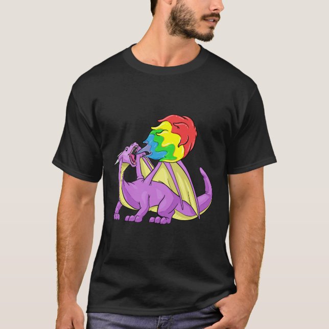 Dragon LGBT Fire Breathing Gay Funny Gift T-Shirt (Front)