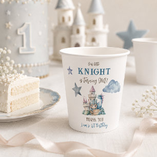 Dragon Little Knight Fairytale Boy 1st Birthday Paper Cups