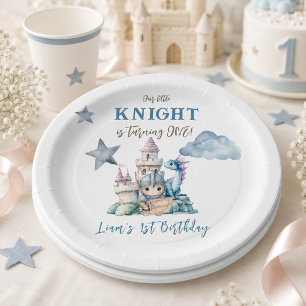 Dragon Little Knight Fairytale Boy 1st Birthday Paper Plate