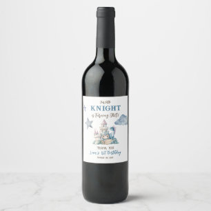 Dragon Little Knight Fairytale Boy 1st Birthday Wine Label