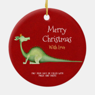 Dragon Looking Back Ceramic Ornament