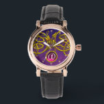 DRAGON LOVE/ GOLD CELTIC KNOTS GEMSTONE MONOGRAM WATCH<br><div class="desc">Elegant and unique design , gold Celtic dragons in light waves.  Very accurated 3D modelling and fractal art and rendering  by Bulgan Lumini (c).Part from series Hyper Talismans.</div>