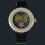 DRAGON LOVE/ GOLD CELTIC KNOTS GEMSTONE MONOGRAM WATCH<br><div class="desc">Elegant 3D ptnk ruby gem stone with gold Celtic dragons .Very accurated 3D modelling and rendering by Bulgan Lumini (c).Part from series Hyper Talismans.</div>
