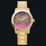 DRAGON LOVE/ GOLD CELTIC KNOTS GEMSTONE MONOGRAM WATCH<br><div class="desc">Elegant 3D ptnk ruby gem stone with gold Celtic dragons .Very accurated 3D modelling and rendering by Bulgan Lumini (c).Part from series Hyper Talismans.</div>