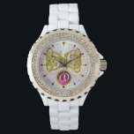 DRAGON LOVE/ GOLD CELTIC KNOTS GEMSTONE MONOGRAM WATCH<br><div class="desc">Elegant and unique design , gold Celtic dragons in light waves.  Very accurated 3D modelling and fractal art and rendering  by Bulgan Lumini (c).Part from series Hyper Talismans.</div>