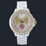 DRAGON LOVE/ GOLD CELTIC KNOTS GEMSTONE MONOGRAM WATCH<br><div class="desc">Elegant and unique design , gold Celtic dragons in light waves.  Very accurated 3D modelling and fractal art and rendering  by Bulgan Lumini (c).Part from series Hyper Talismans.</div>