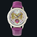 DRAGON LOVE/ GOLD CELTIC KNOTS GEMSTONE MONOGRAM WATCH<br><div class="desc">Elegant and unique design , gold Celtic dragons in light waves.  Very accurated 3D modelling and fractal art and rendering  by Bulgan Lumini (c).Part from series Hyper Talismans.</div>