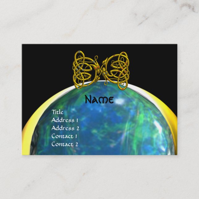 DRAGON LOVE opale yellow black green blue Business Card (Front)