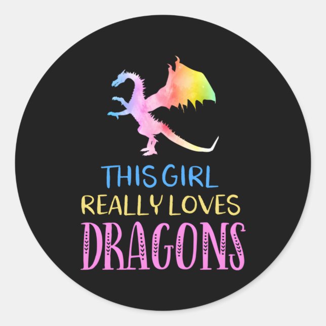 Dragon Loves Dragons Wings Fantasy Fire Dragon Classic Round Sticker (Front)