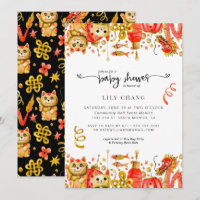 Dragon & Lucky Cat | Baby Shower Invitation
