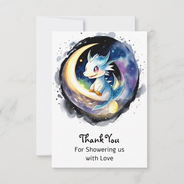 Dragon Magic Baby Shower Thank You Card (Front)