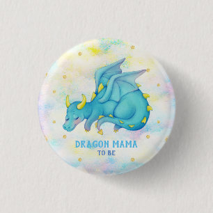 Dragon Mama To Be Baby Shower Blue Dragon Button