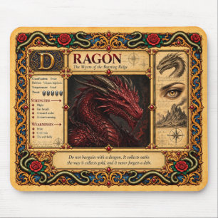 Dragon, Mediaeval Bestiary Art Mouse Mat