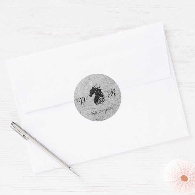 Dragon, Mediaeval Classic Round Sticker (Envelope)