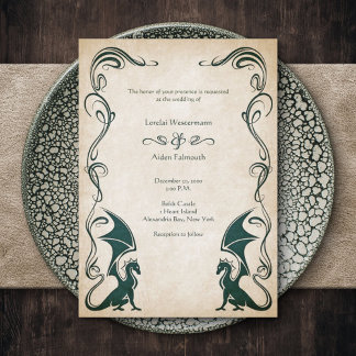 Dragon Mediaeval Fantasy Wedding Invitation