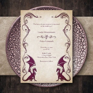 Dragon Mediaeval Fantasy Wedding Invitation