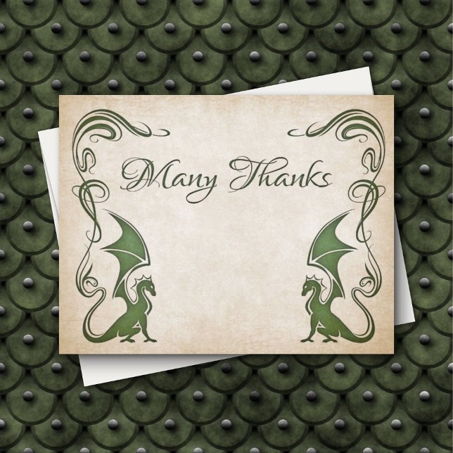 Dragon Mediaeval Fantasy Wedding Thank You Card (Creator Uploaded)