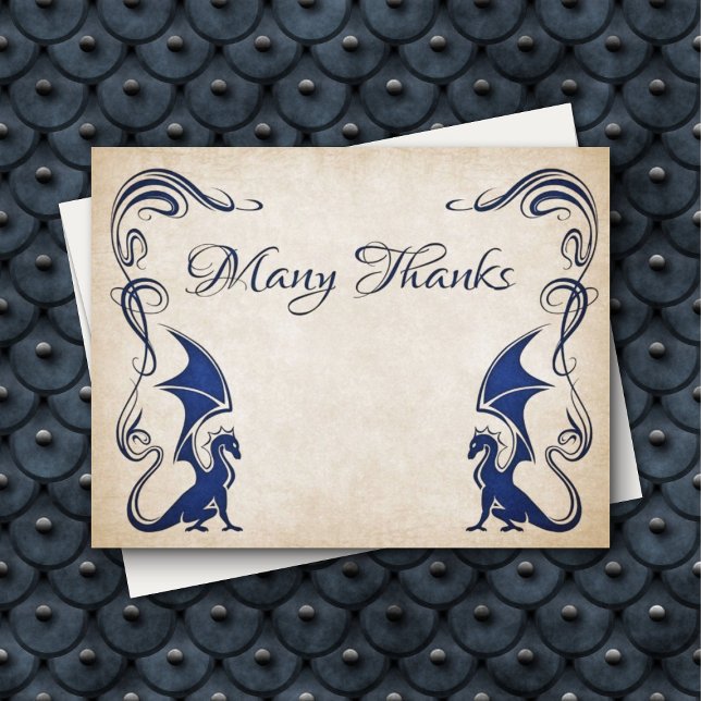 Dragon Mediaeval Fantasy Wedding Thank You Card (Creator Uploaded)