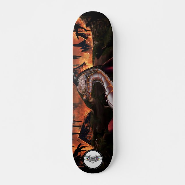 Dragon metal gear solid skin glowing red burning skateboard (Front)
