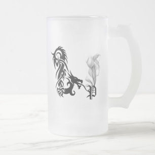 Dragon Monogram P Frosted Glass Beer Mug