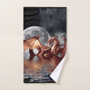 Dragon Moon Fantasy Art Hand Towel