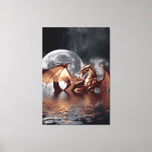 Dragon & Moon Fantasy Art Print
