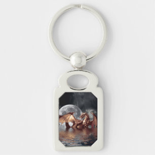 Dragon & Moon fantasy artwork Key Ring