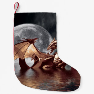 Dragon & Moon Fantasy Artwork Small Christmas Stocking