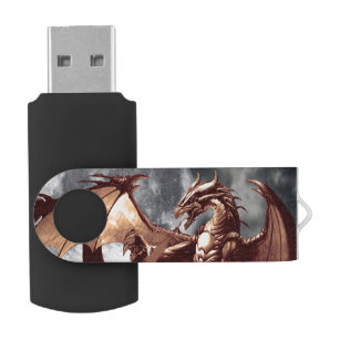 Dragon & Moon fantasy artwork USB Flash Drive