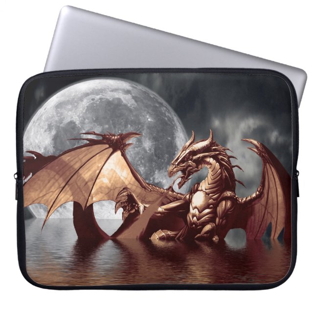 Dragon & Moon Fantasy Mythical Laptop Sleeve (Front)