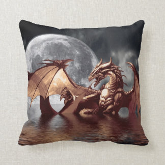Dragon & Moon Fantasy Mythical Throw Pillow
