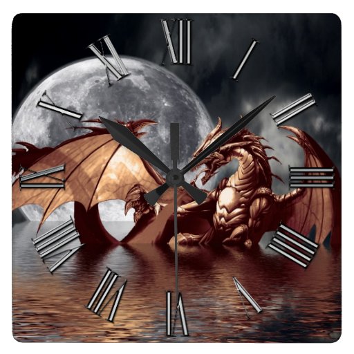 Image of Dragon & Moon Fantasy Wall Clock