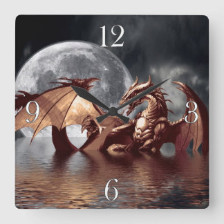 Dragon & Moon Fantasy Wall Clock