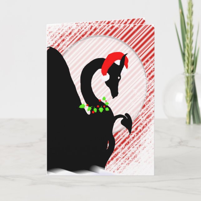 Dragon Moon Holiday (Candycane Background) Card (Front)